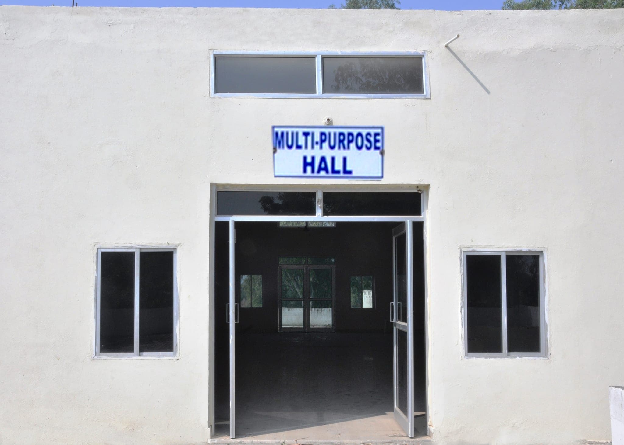 Multipurpose Hall entrance signage and doorway